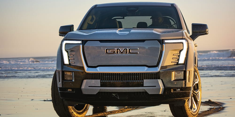 Sierra EV parked on a beach